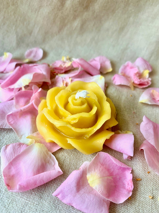 Rose Tea Light - 100% Beeswax Candle