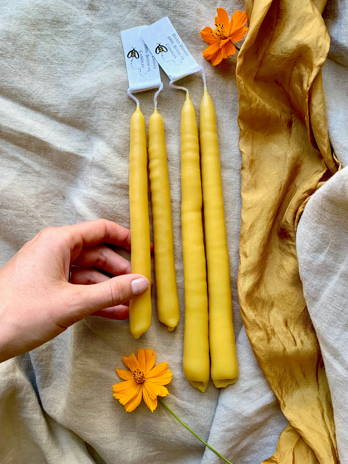 Tapper Candles - Hand Dipped - 100% Beeswax
