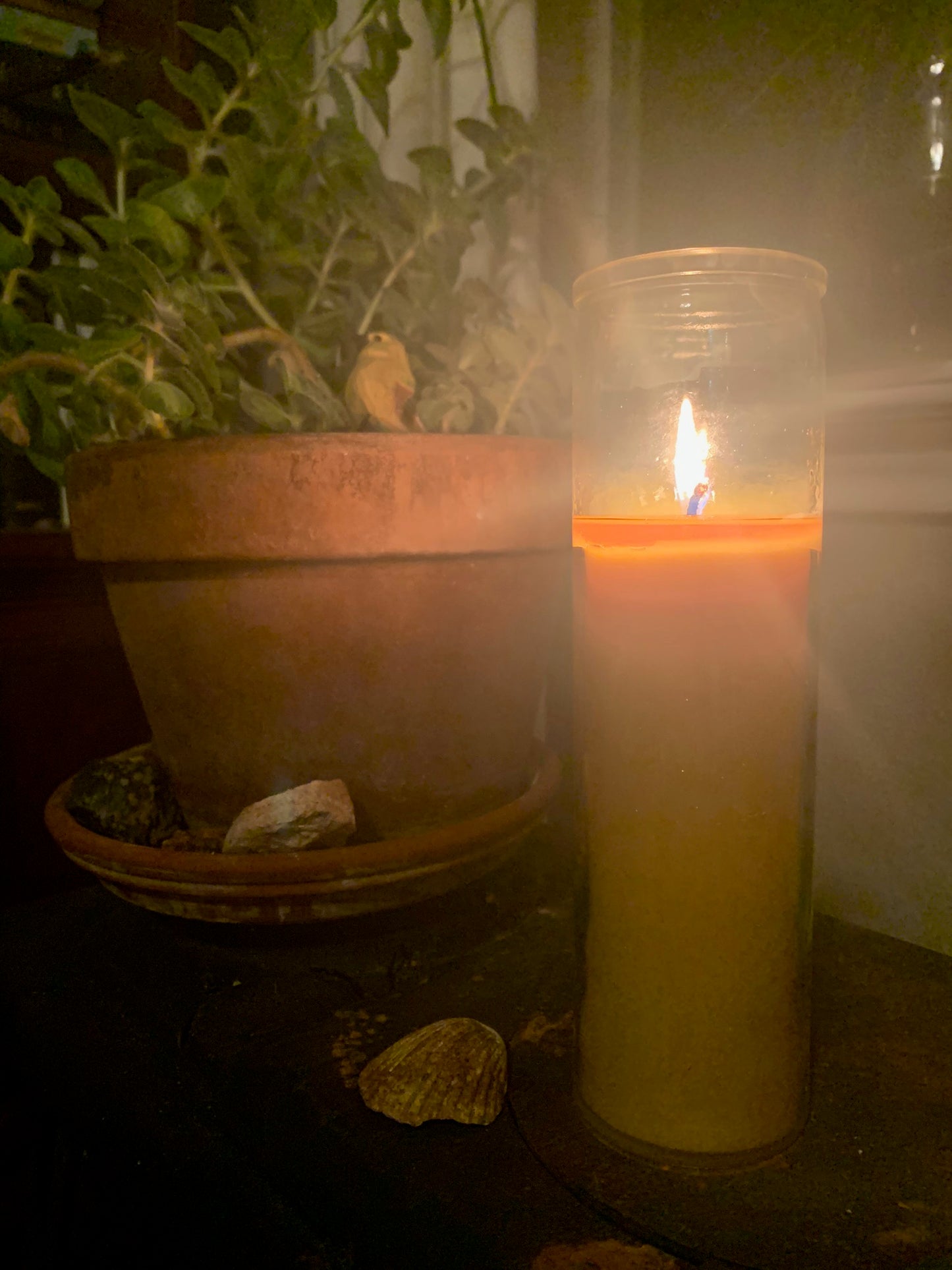 Glass Pillar / Payer Candle 100% beeswax