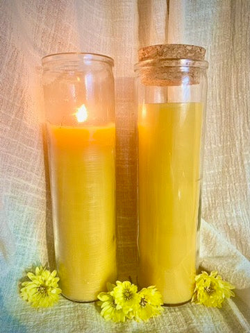 Glass Pillar / Payer Candle 100% beeswax