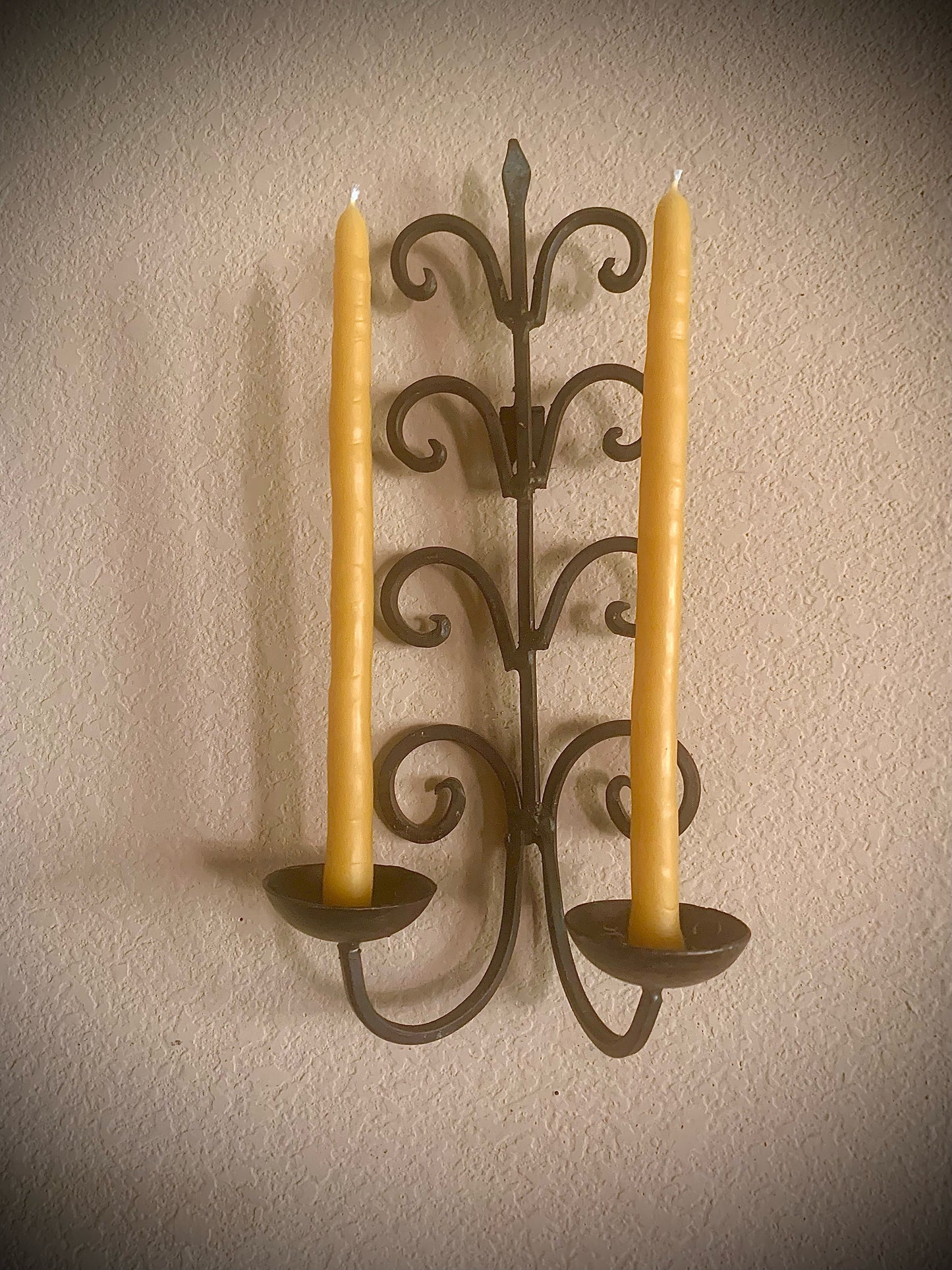 Black Iron wall hanging tapper Candle Holder