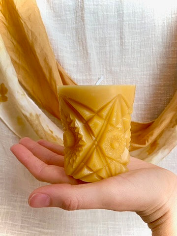 Kaleidoscope Pillar - 100% Beeswax Candle