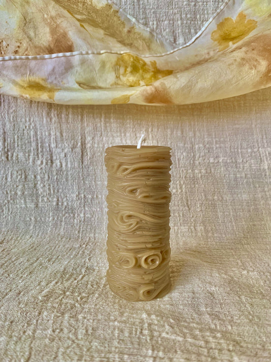 Ocean Waves, small pillar - 100% Beeswax Candle