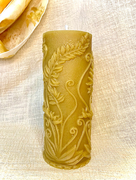 Large Fern Pillar - 100% Beeswax Candle