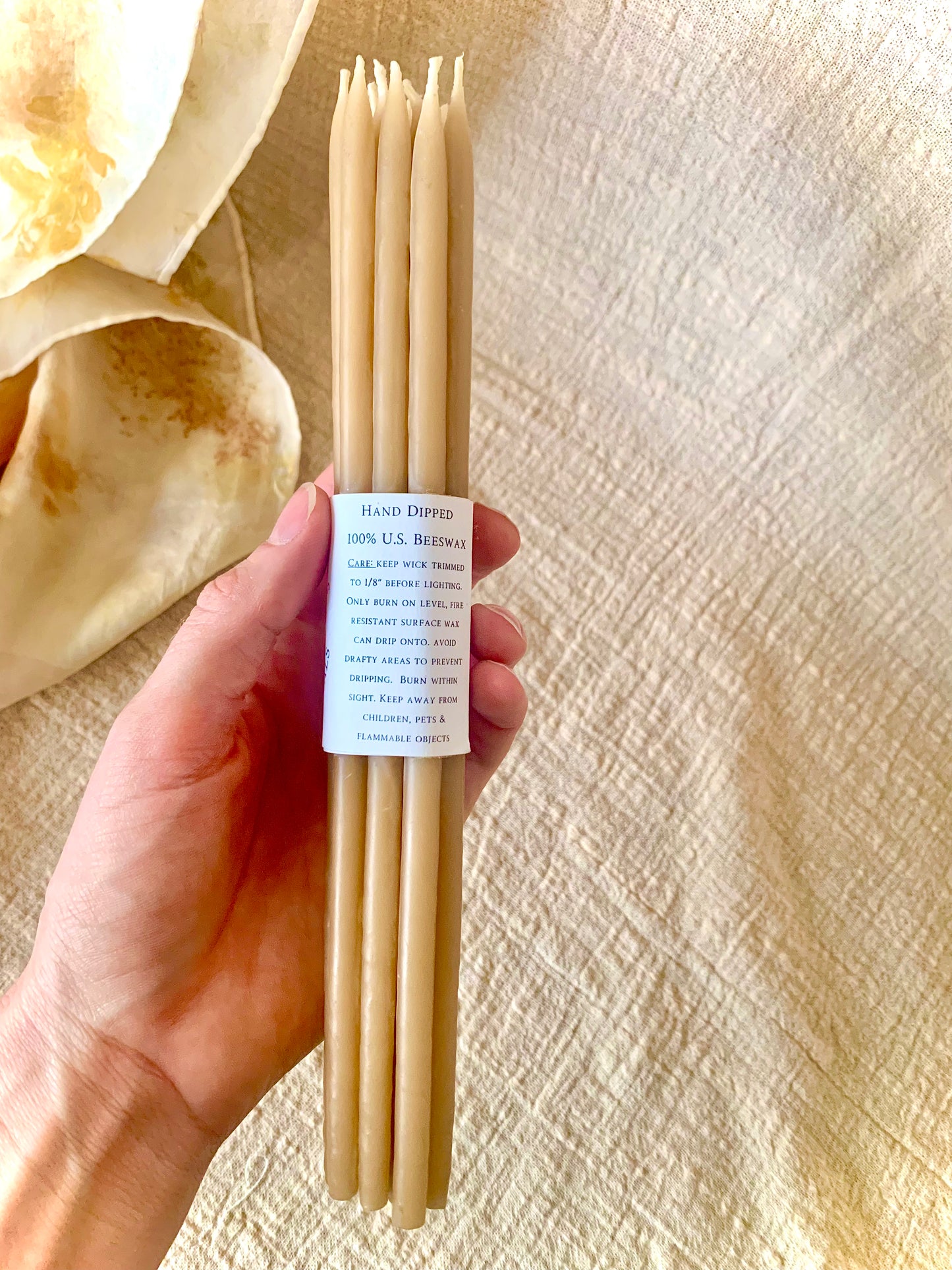 Thin Prayer Taper Candles - Hand Dipped - 100% Beeswax