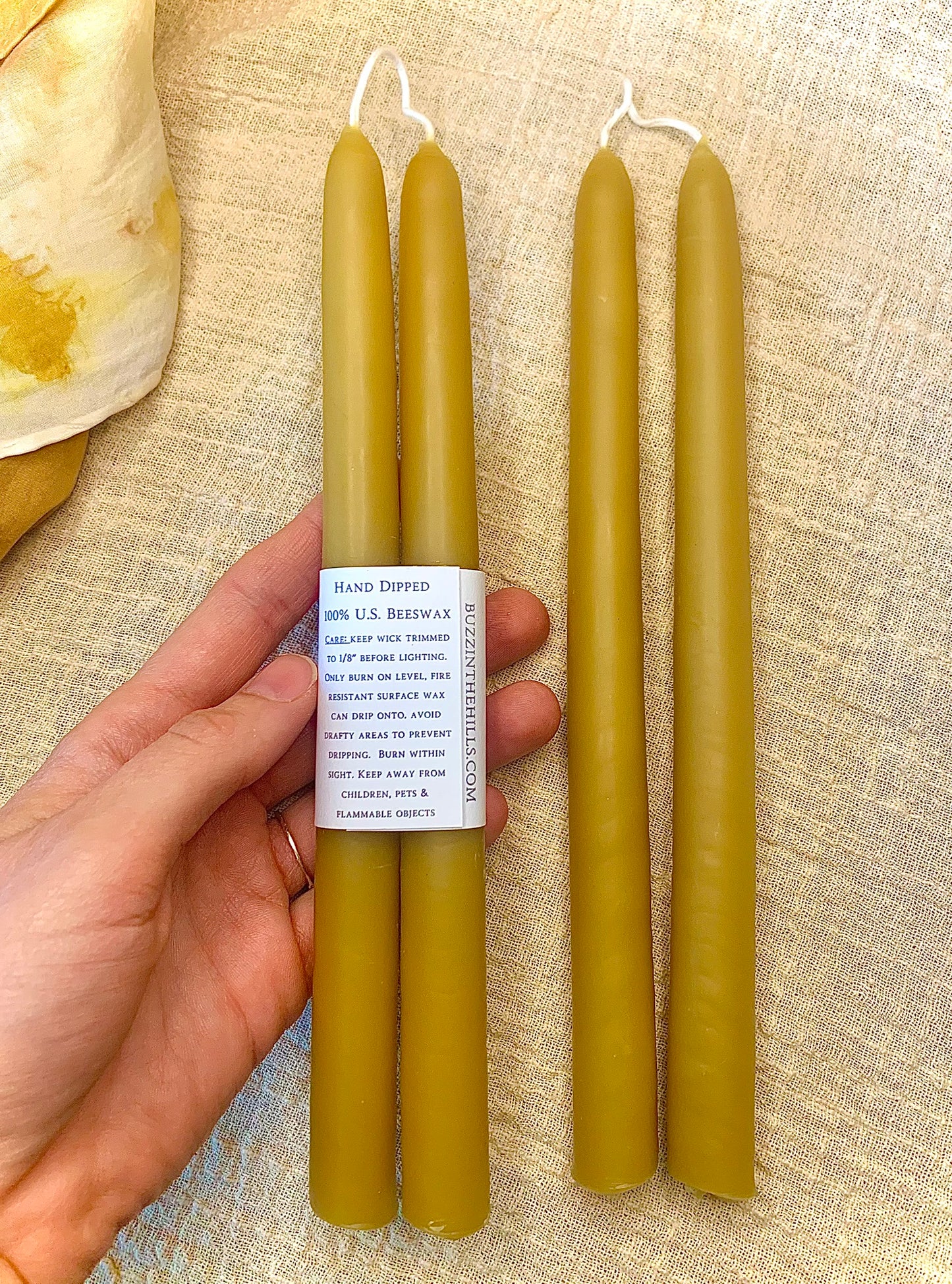 9" Taper Candles - Hand Dipped - 100% Beeswax