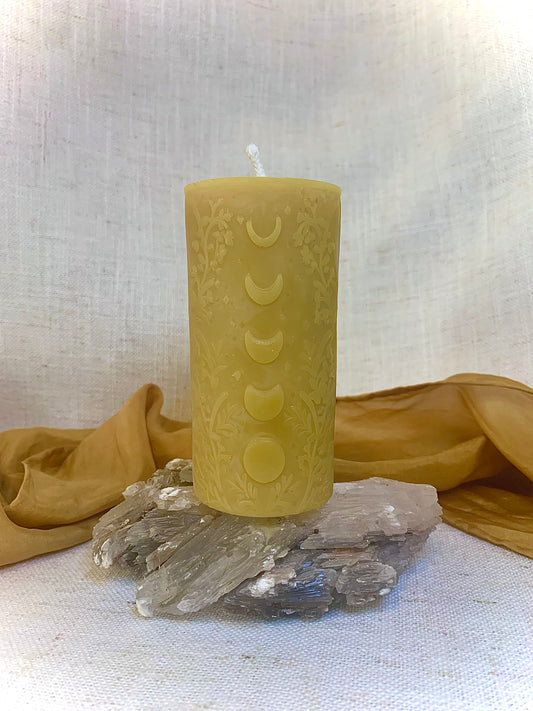 Botanical Moon Phases - 100% Beeswax Candle