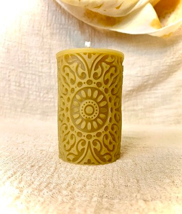 Small Mandala Pillar - 100% Beeswax Candle