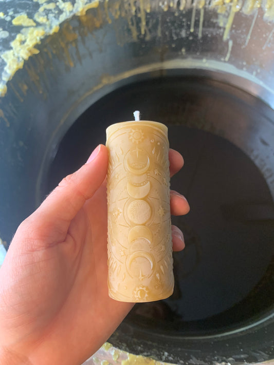40% OFF SECONDS Celestial Moon Phase - 100% Beeswax Candle