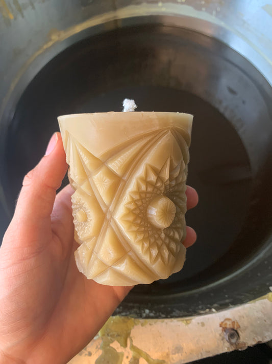 40% OFF SECONDS Kaleidoscope Pillar - 100% Beeswax Candle