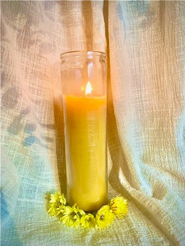 Glass Pillar / Payer Candle 100% beeswax