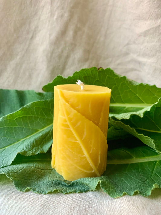 Small Leaf Pillar - 100% Beeswax Candle
