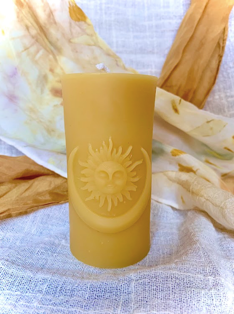 Sun and Moon Pillar - 100% Beeswax Candle